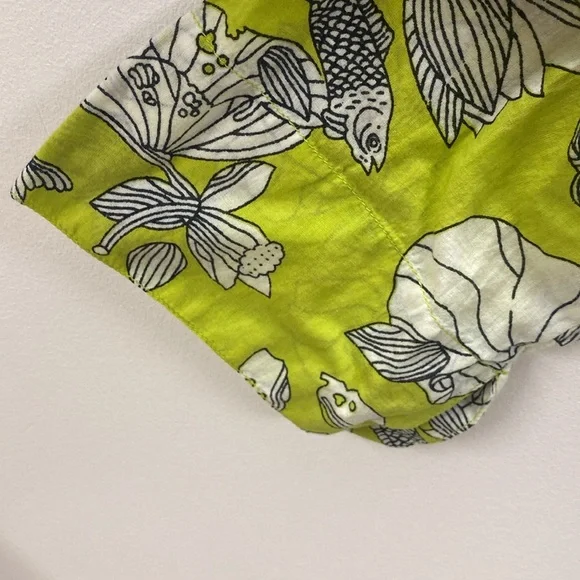 Green and White Printed V-Neck Sheer dress M - Picture 4 of 7